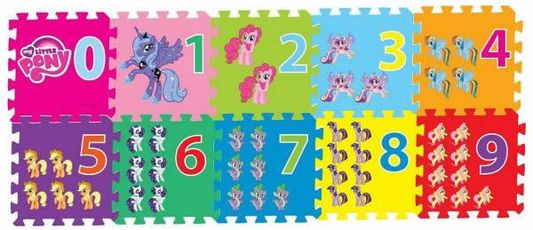 Мягкий детский коврик-пазл - Маленький Пони. с цифрами (10 сегментов)