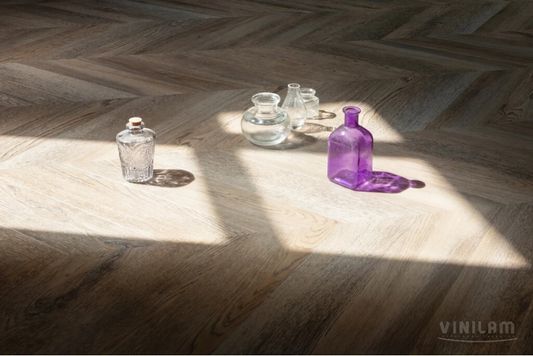 Виниловый ламинат Vinilam - Parquet Chevron Шеврон Шампань (RI153616CL4-2.5)