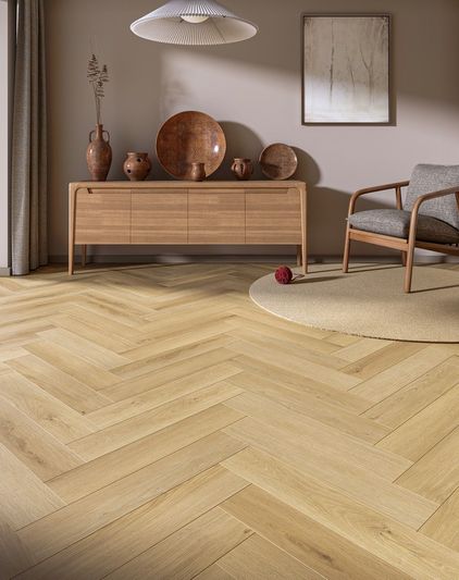Каменно-полимерный ламинат (SPC) My Step Aqua Herringbone Cork - (EWH-7136)