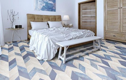 Пробковый пол Corkstyle - Chevron Blue клеевой