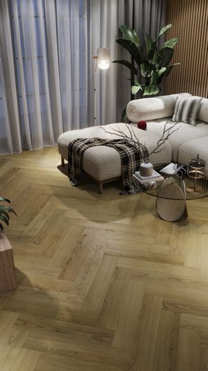 Каменно-полимерный ламинат (SPC) My Step Aqua Herringbone Cork - (EWH-7097)
