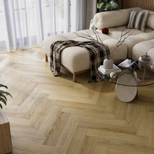 Каменно-полимерный ламинат (SPC) My Step Aqua Herringbone Cork - (EWH-7097)