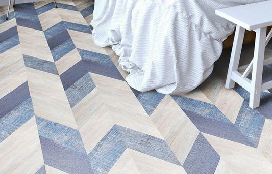 Пробковый пол Corkstyle - Chevron Blue клеевой