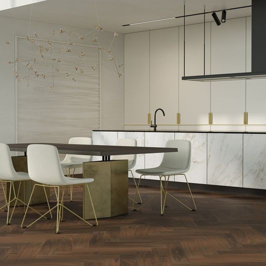 Кварцевый паркет Quartz Parquet Английская Ёлка - Орех Американский (33-400-29 5/0,6 мм)