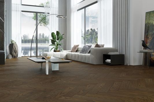 Кварцевый паркет Quartz Parquet Английская Ёлка - Дуб Брауни (33-413 5/0,6 мм)