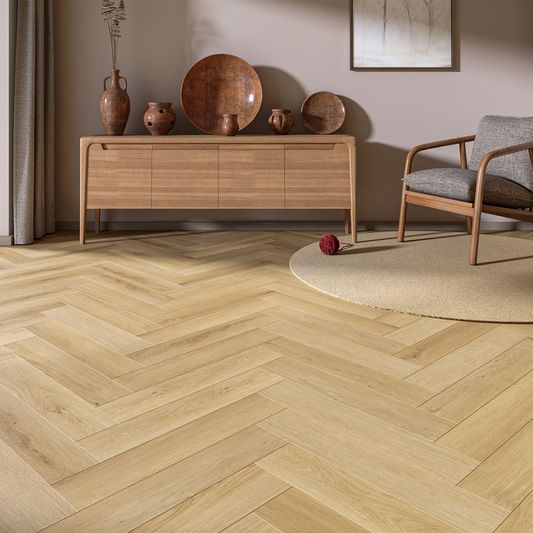 Каменно-полимерный ламинат (SPC) My Step Aqua Herringbone Cork - (EWH-7136)