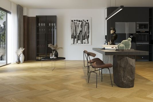 Кварцевый паркет Quartz Parquet Английская Ёлка - Дуб Медовый Раф (33-463 5/0,6 мм)