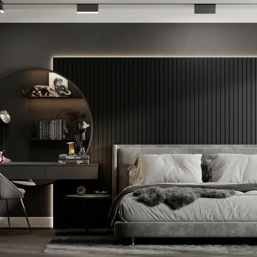 Реечная стеновая панель МДФ Ликорн чёрная матовая