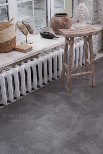 Виниловая плитка Vinilam - Ceramo (клеевой) Серый Бетон